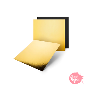 BASE CUADRADA DORADA Y NEGRA - 30 CM / 3 MM GROSOR