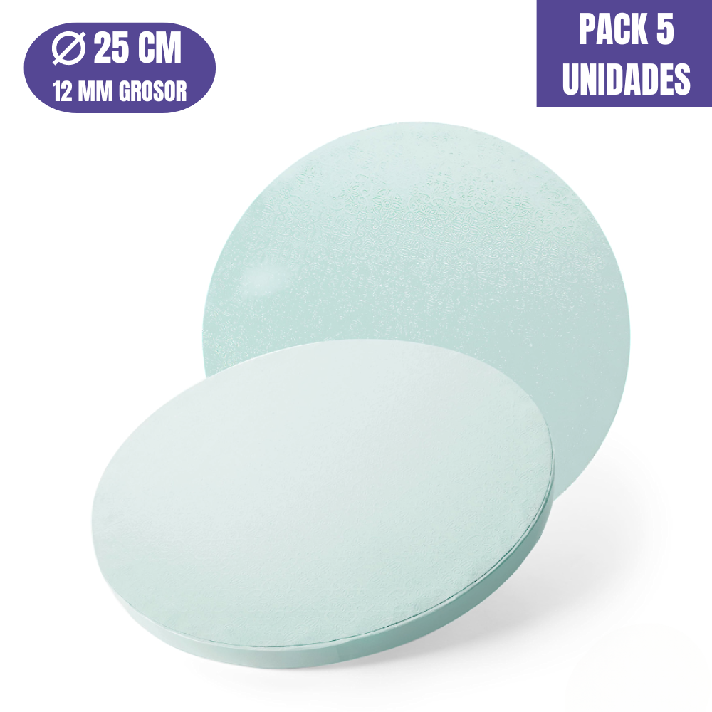 BASE PARA TARTA REDONDA AZUL BEBE - 25 X 1,2 CM (5 UDS)