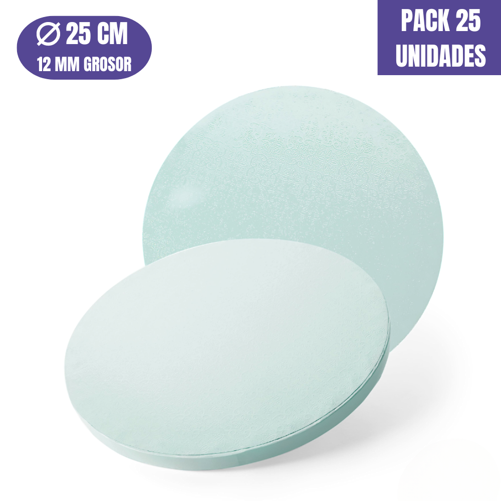 BASE PARA TARTA REDONDA AZUL BEBE - 25 X 1,2 CM (25 UDS)