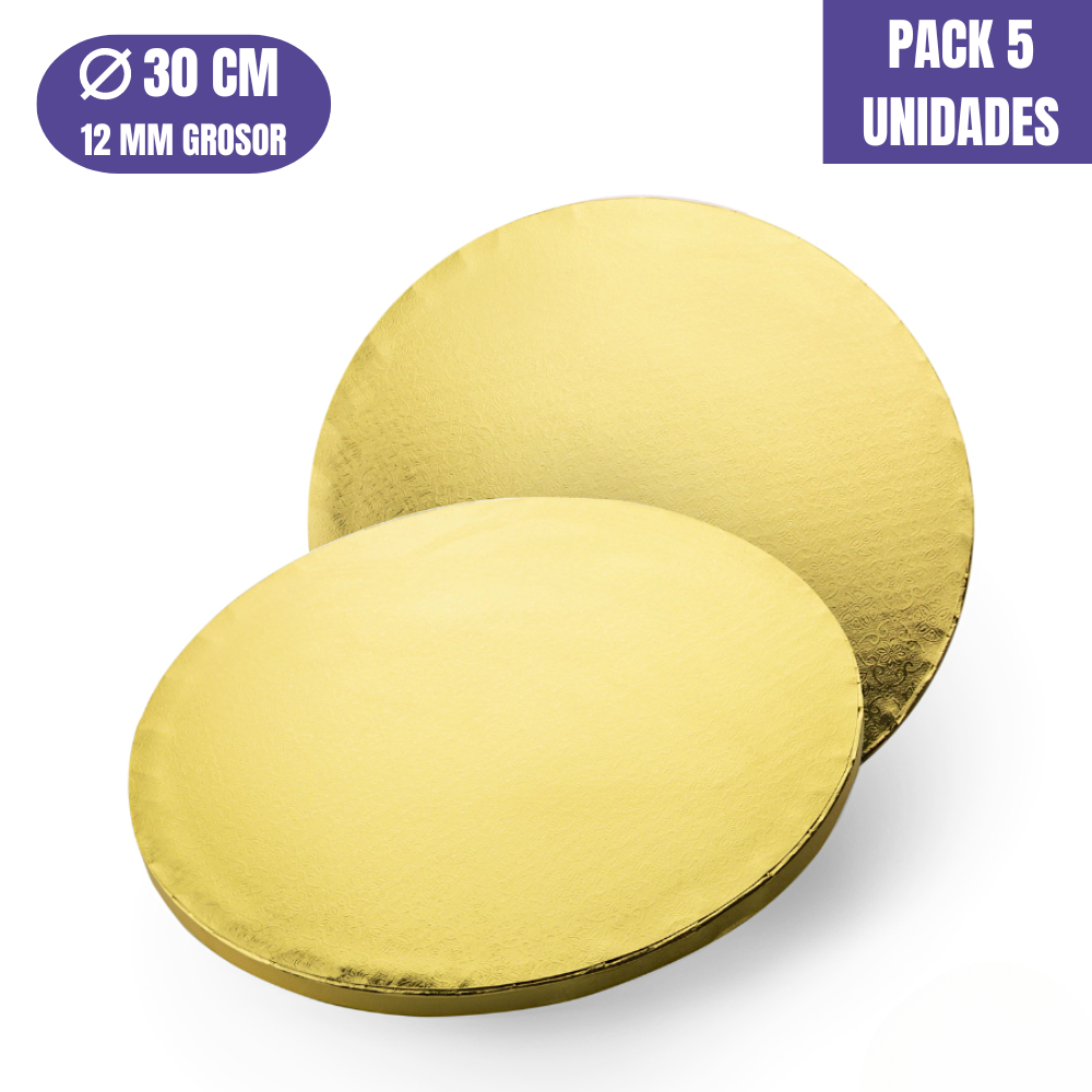 BASE PARA TARTA REDONDA DORADA - 30 X 1,2 CM (5 UDS)