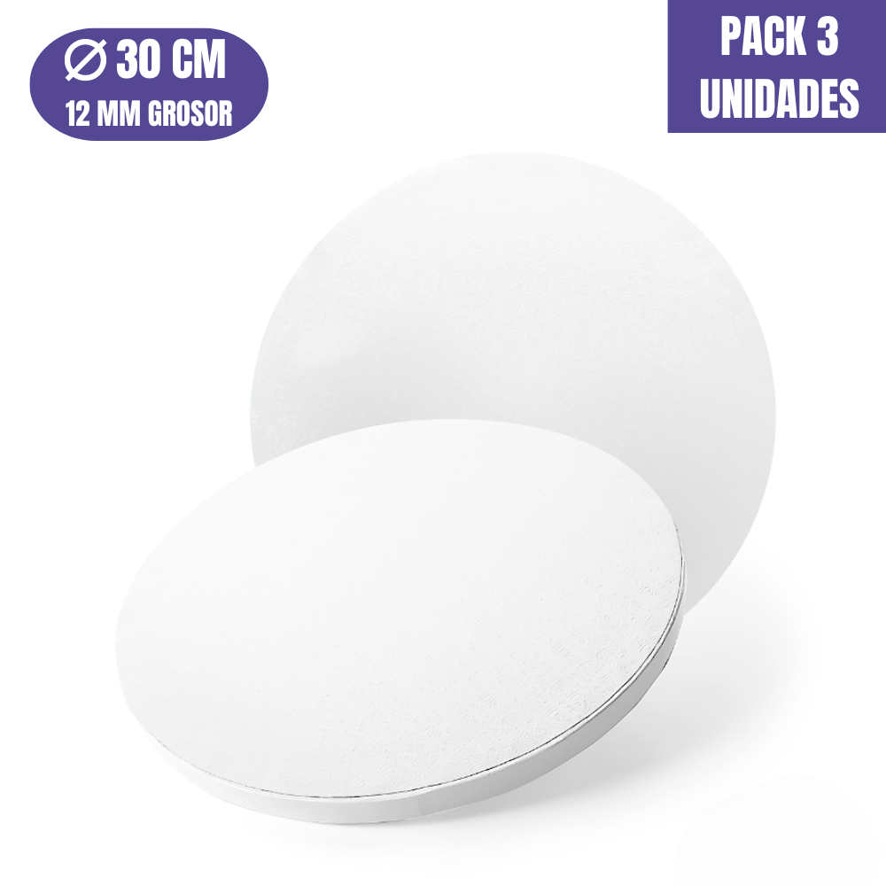 BASE PARA TARTA REDONDA BLANCA - 30 X 1,2 CM (3 UDS)