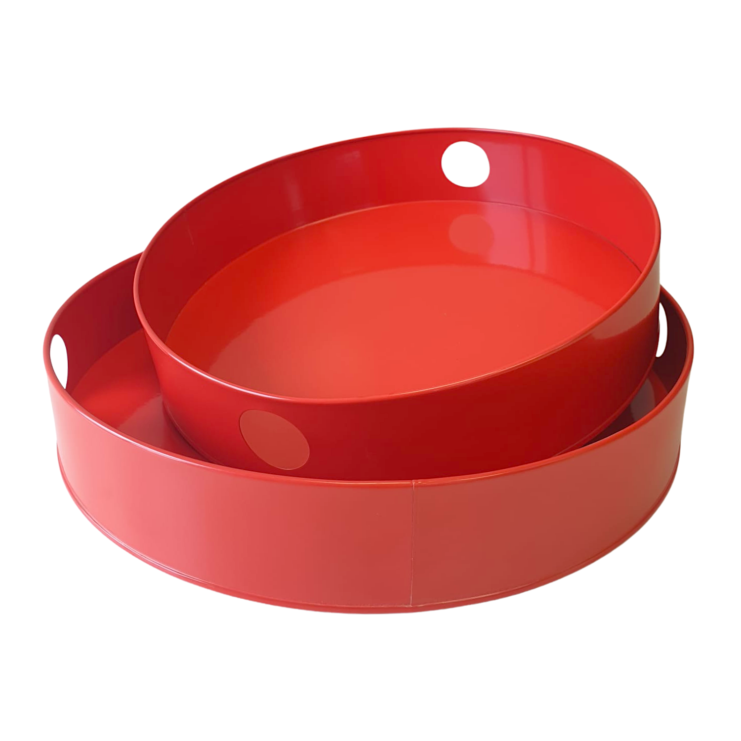 SET BANDEJAS METALICAS REDONDAS ROJAS