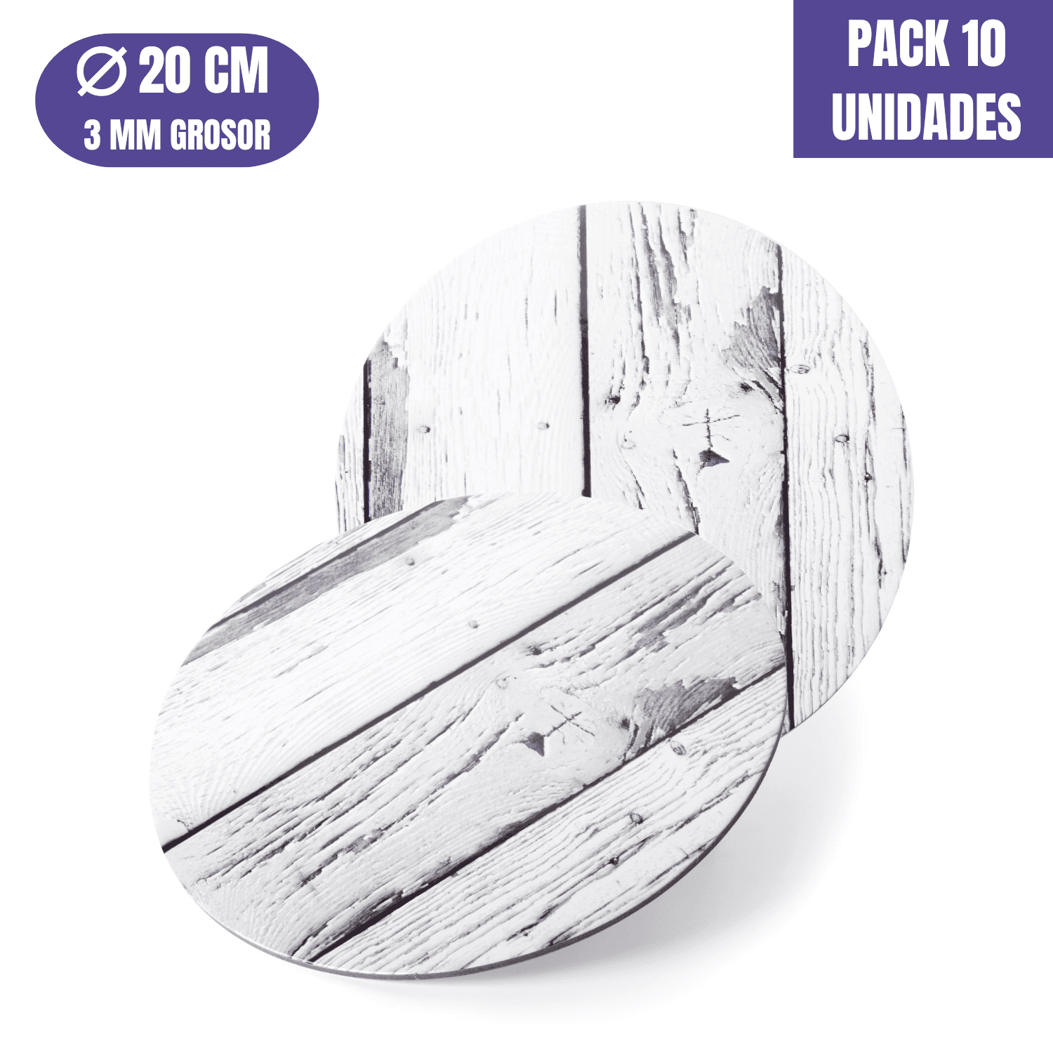 BASE PARA TARTA REDONDA DE 20 x 0,3 CM - MADERA CLARA [10 UDS]