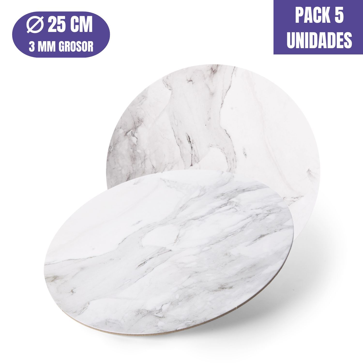 BASE PARA TARTA REDONDA DE 25 x 0,3 CM - MARMOL [5 UDS]