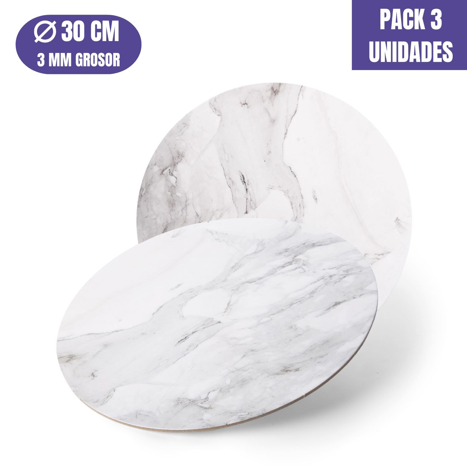 BASE PARA TARTA REDONDA DE 30 x 0,3 CM - MARMOL [3 UDS]