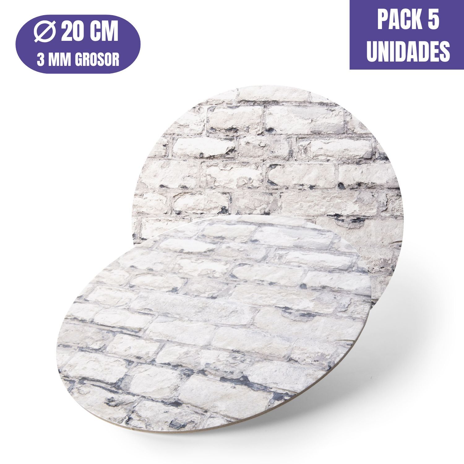 BASE PARA TARTA REDONDA DE 20 x 0,3 CM - PIEDRA [5 UDS]