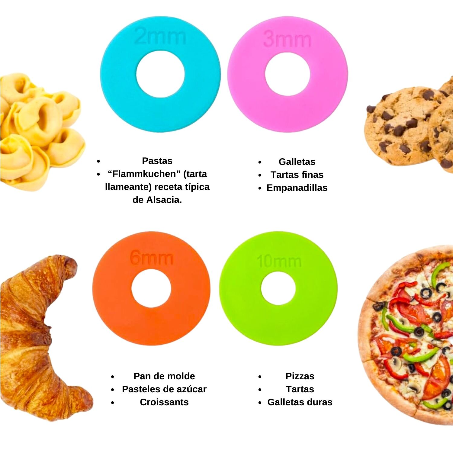 RODILLO DE ACERO INOXIDABLE CON ANILLOS ESPACIADORES - PATISSE