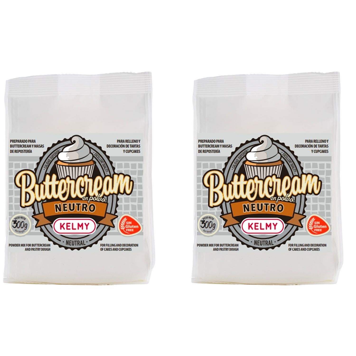 PREPARADO "BUTTERCREAM" (CREMA MANTEQUILLA) KELMY - SABOR NEUTRO [300 G] (2 UNIDADES)