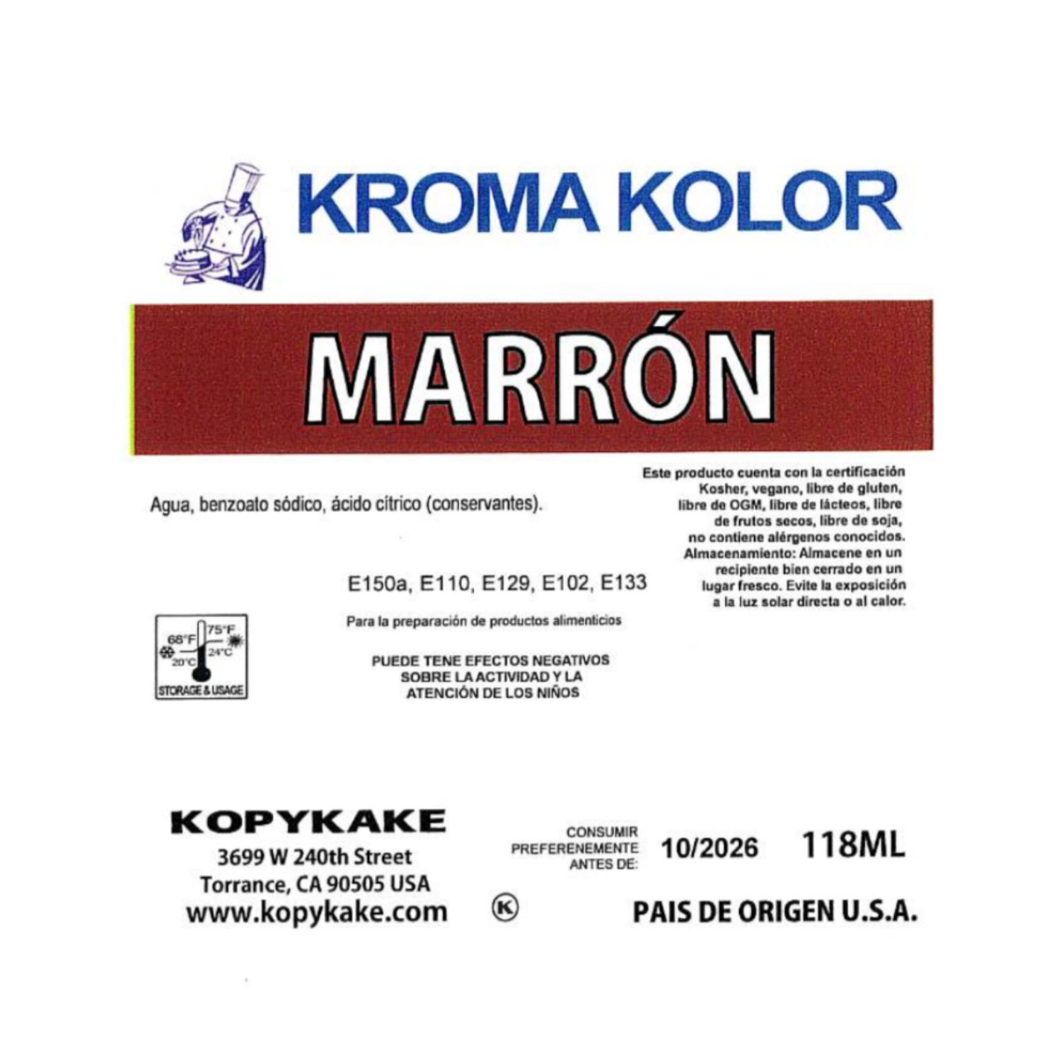 COLORANTE AEROGRAFO "KROMA KOLOR" KOPYKAKE - MARRON (118 ML)