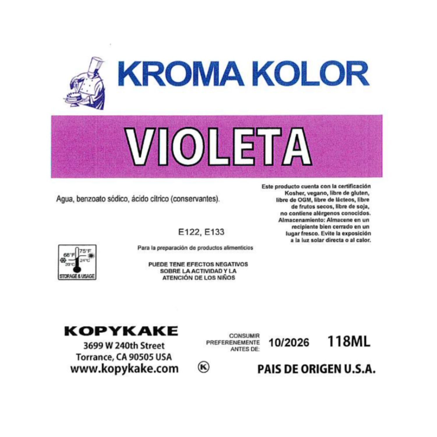 COLORANTE AEROGRAFO "KROMA KOLOR" KOPYKAKE - VIOLETA (118 ML)