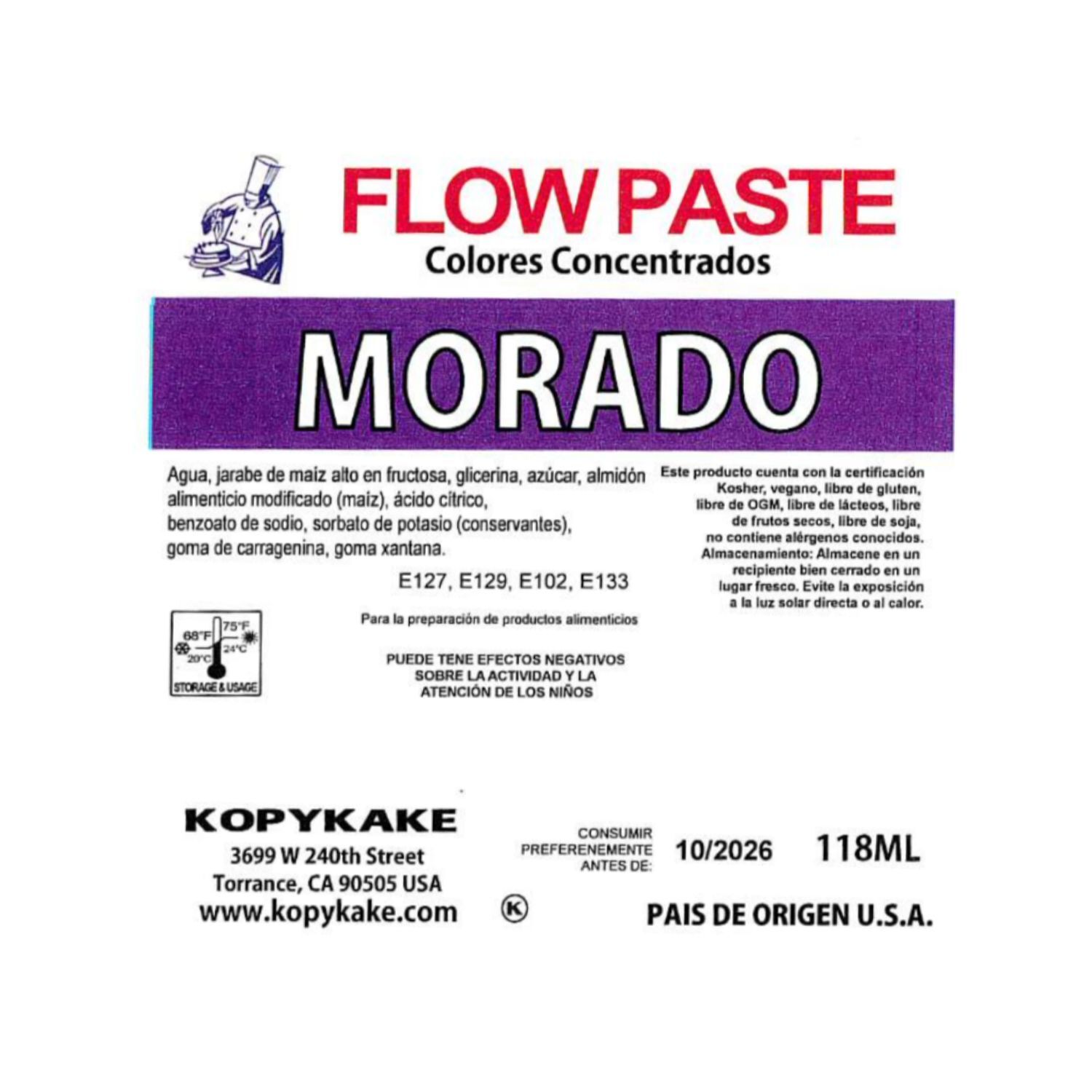 COLORANTE EN GEL "FLOW PASTE" KOPYKAKE - MORADO (118 ML)