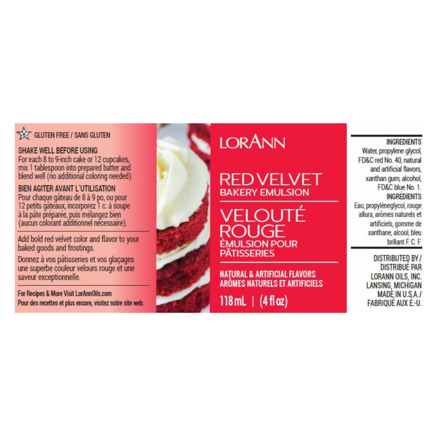 EMULSION DE PANADERIA LORANN - RED VELVET (473 ML)