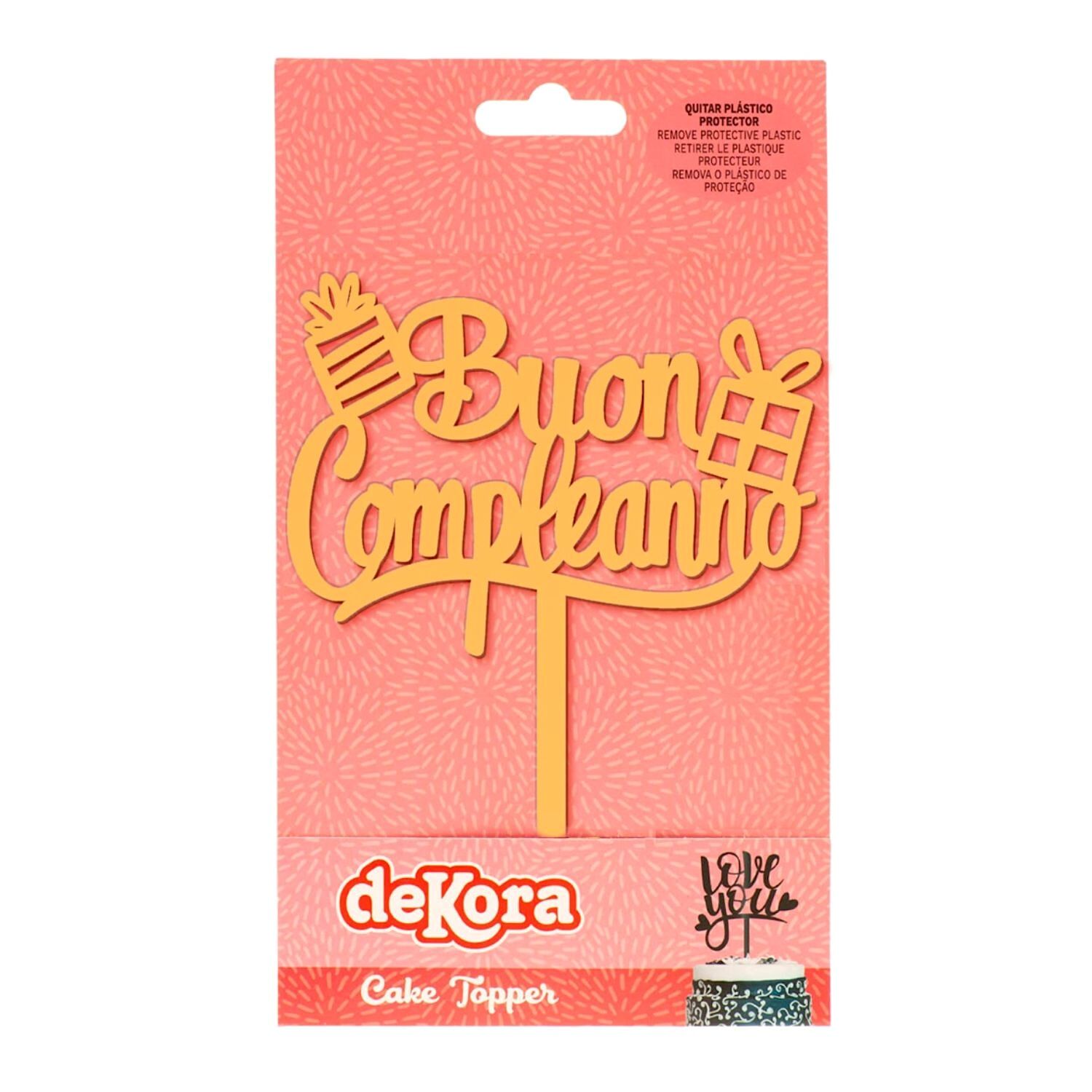 TOPPER PARA TARTA DORADO DEKORA - "BUON COMPLEANNO"