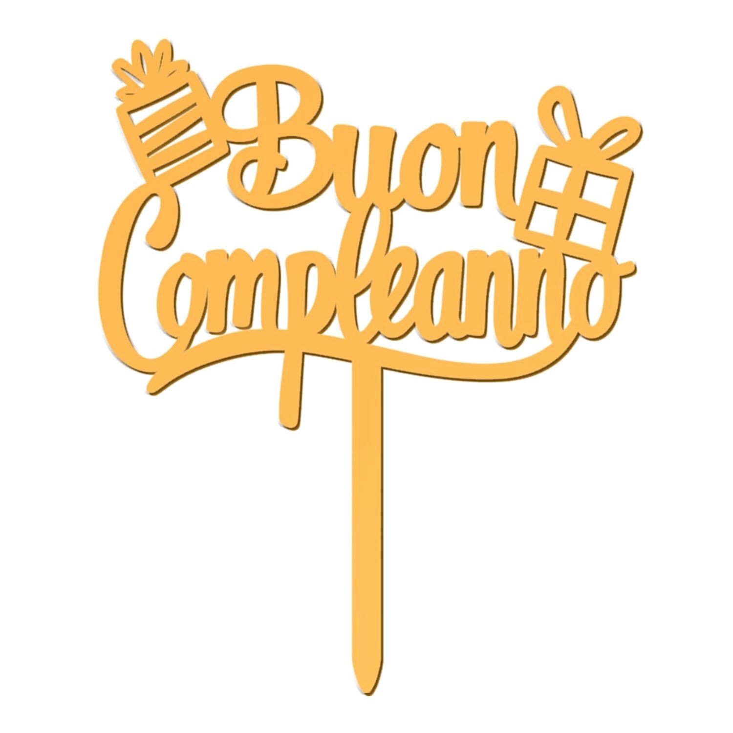 TOPPER PARA TARTA DORADO DEKORA - "BUON COMPLEANNO"