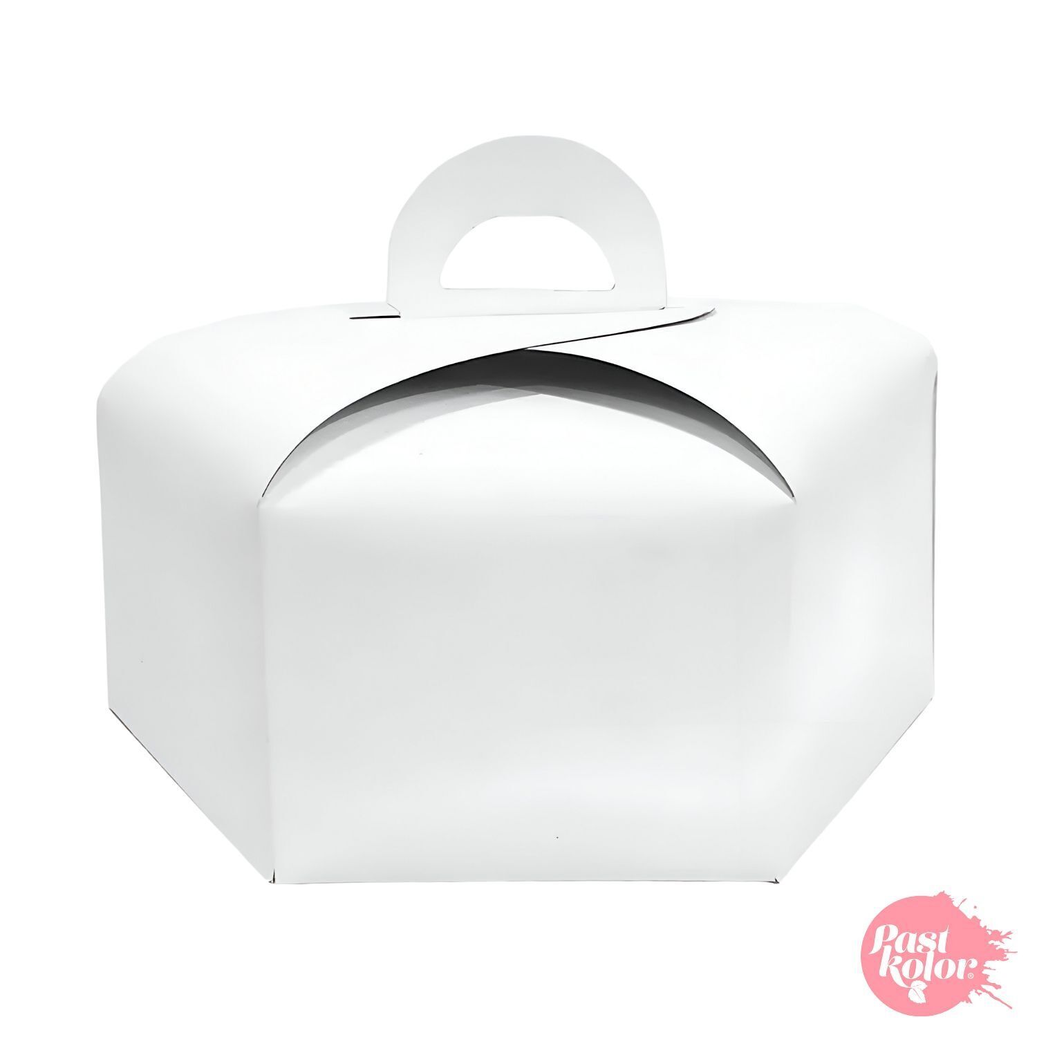 CAJA PARA TARTA HEXAGONAL BLANCA CON ASA - 35 CM Ø ( 3 UNIDADES )