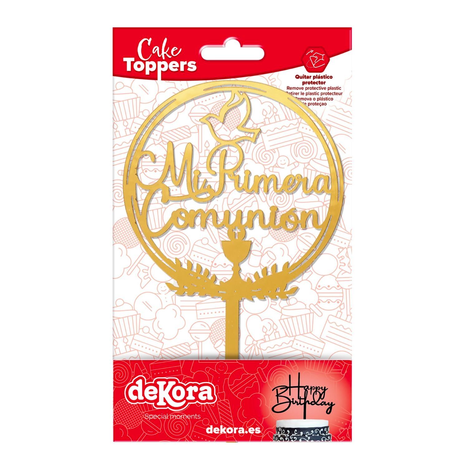 TOPPER PARA TARTA DORADO DEKORA - MI PRIMERA COMUNION