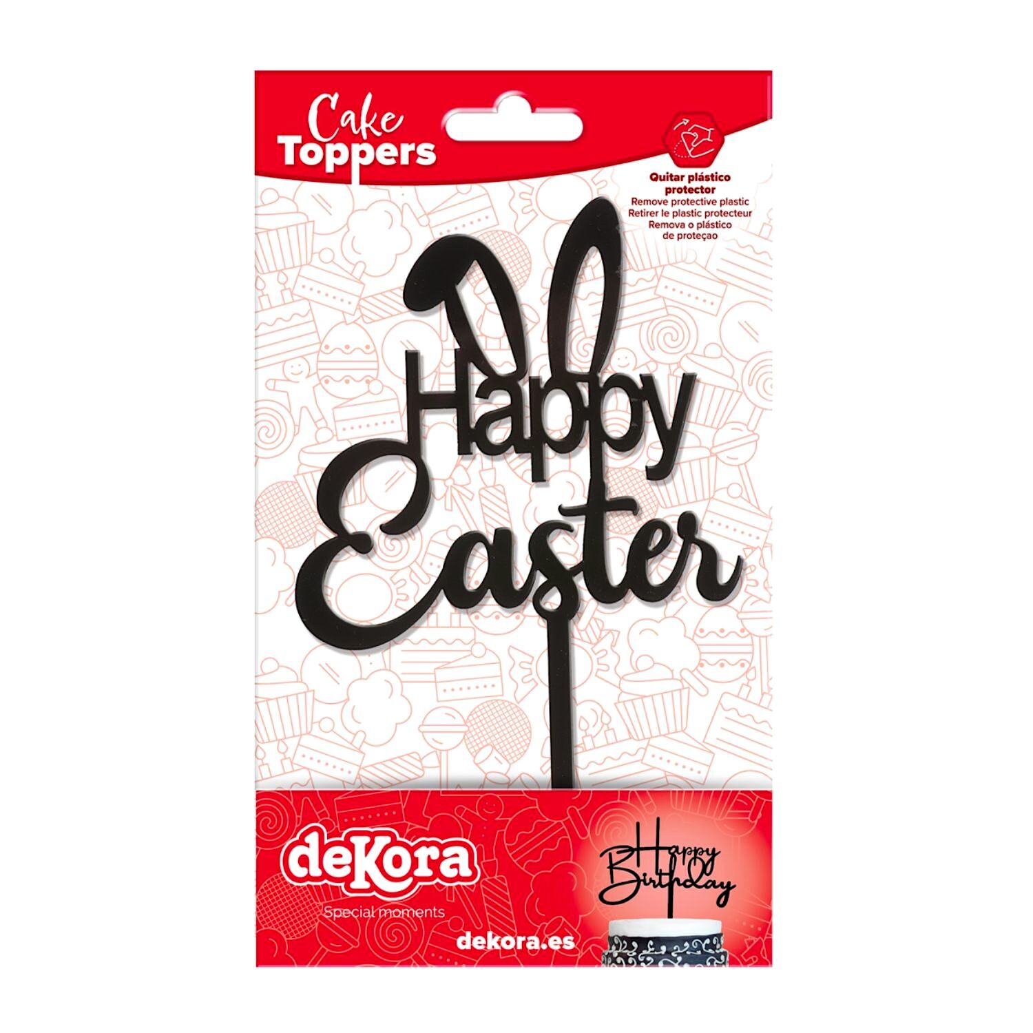 TOPPER PARA TARTA NEGRO DEKORA - "HAPPY EASTER"