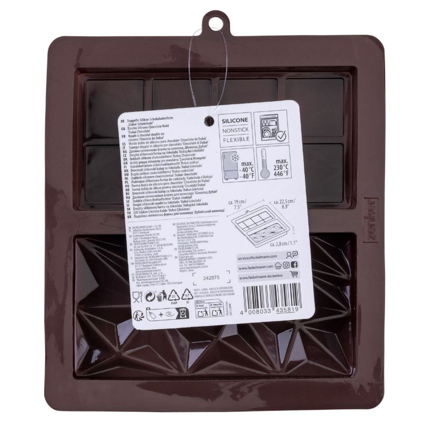 MOLDE SILICONA DOBLE ZENKER - TABLETA CHOCOLATE DUBAI