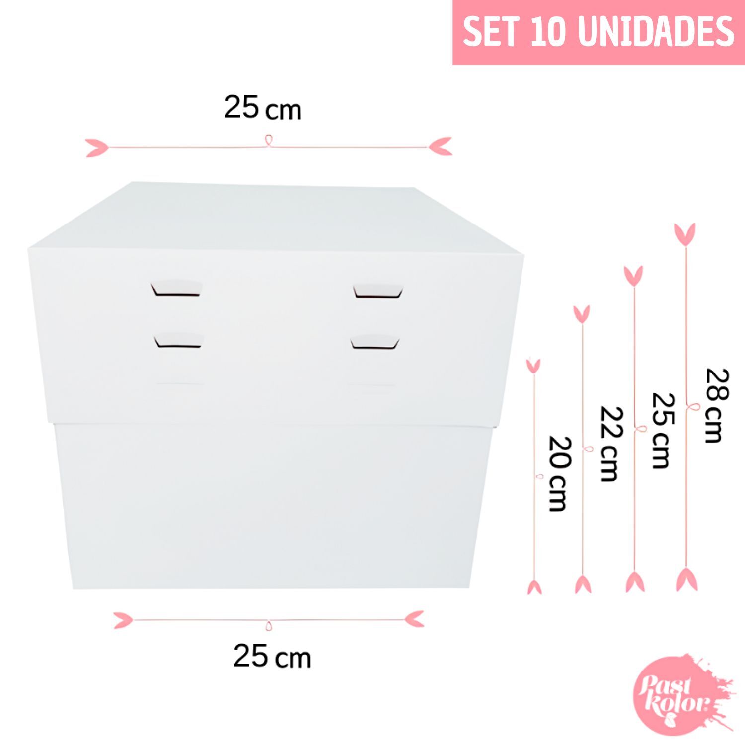 SET 10 CAJAS PARA TARTA 4 ALTURAS AJUSTABLES - 25 CM