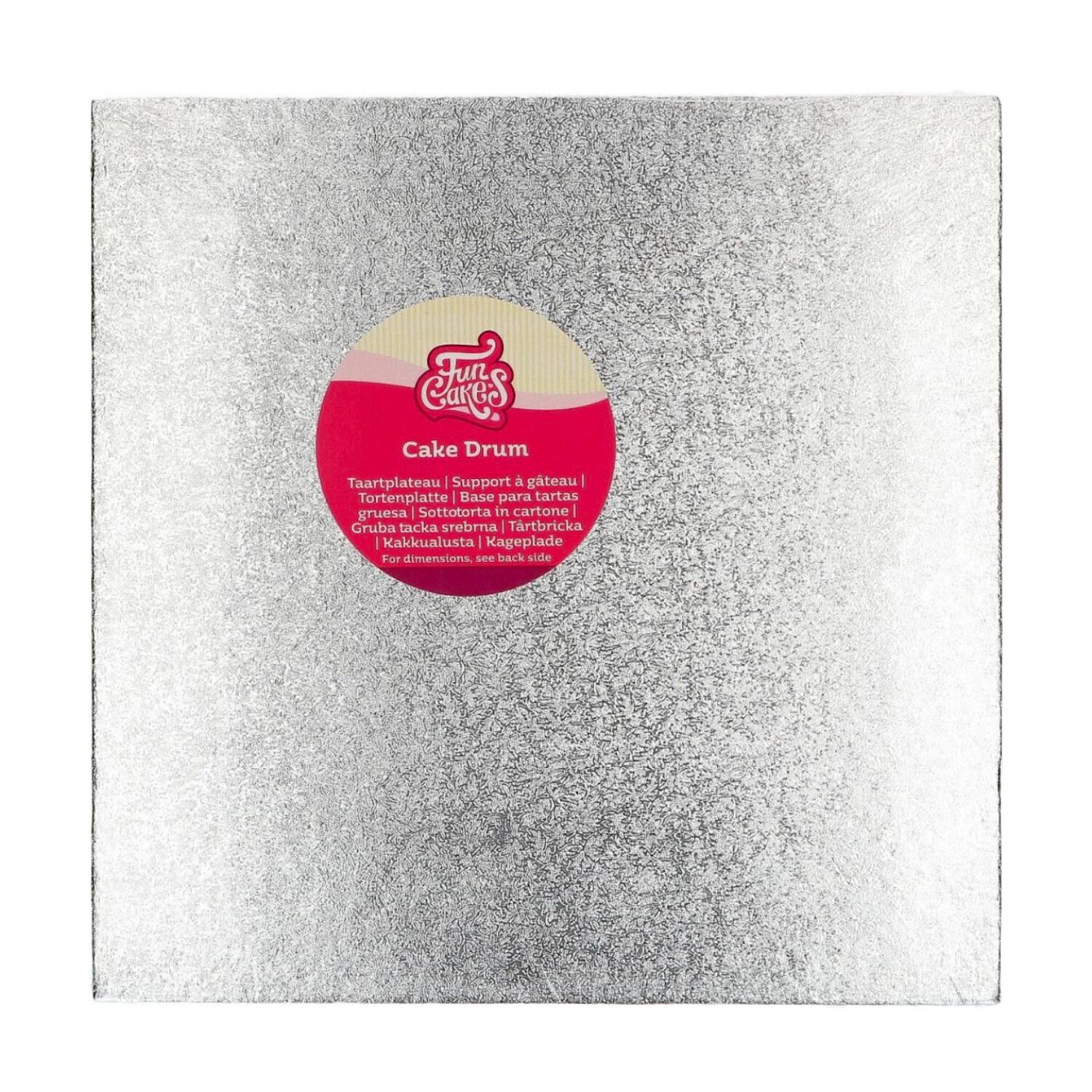 CAKE DRUM CUADRADO PLATEADO (FUNCAKES) - 30 CM