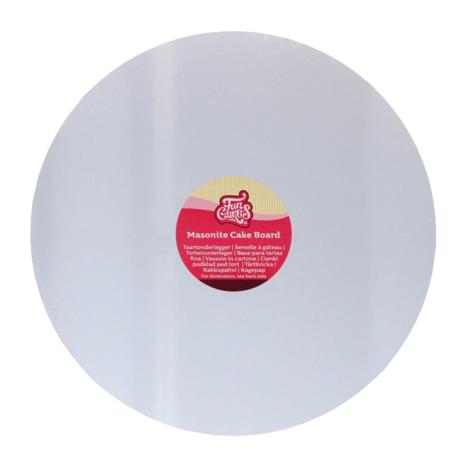 BASE REDONDA (MASONITA) BLANCA FUNCAKES - 35 CM Ø / 5 MM GROSOR