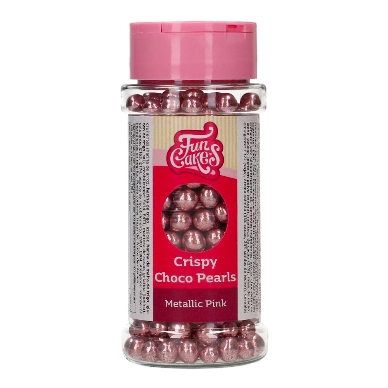 PERLAS DE CHOCOLATE CRUJIENTE FUNCAKES - ROSA METALIZADO (60 G)