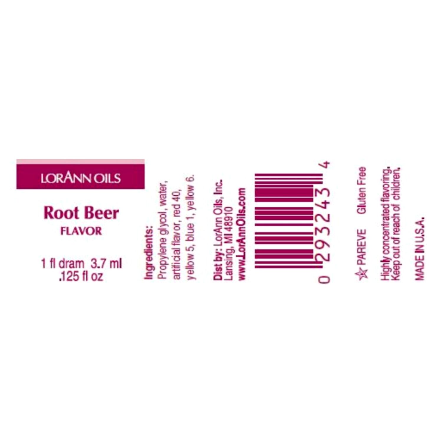 AROMA CONCENTRADO LORANN - CERVEZA DE RAIZ / ROOT BEER (3,7 ML)