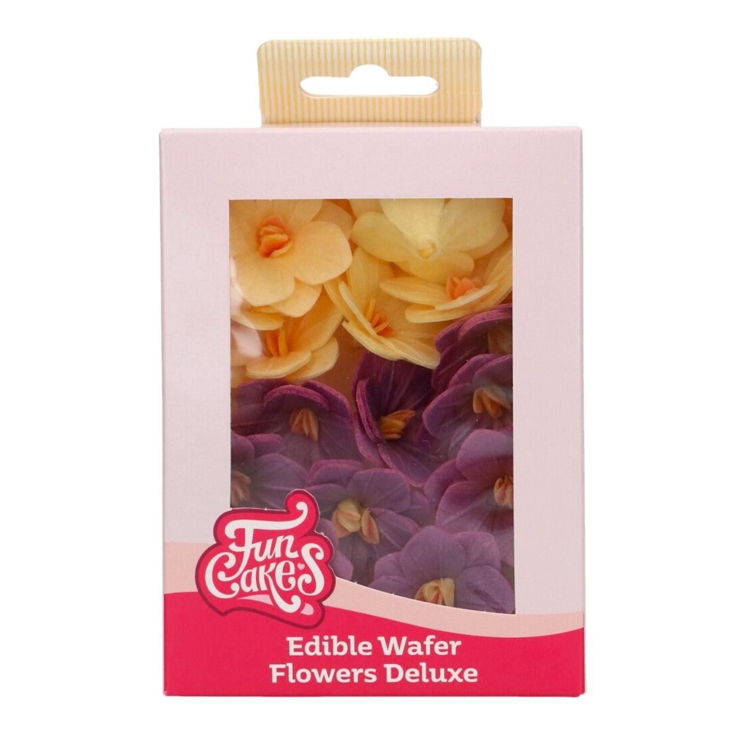 FLORES DE PAPEL COMESTIBLES FUNCAKES - HORTENSIA PURPURA / AMARILLA PEQUEÑA
