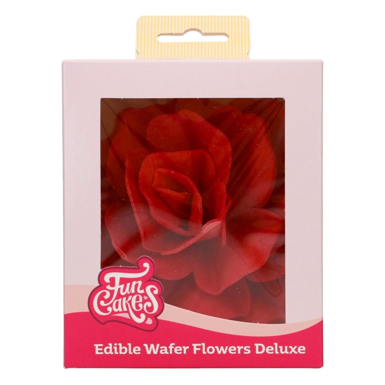 FLOR DE PAPEL COMESTIBLE FUNCAKES - ROSA PASTELLA ROJA GRANDE