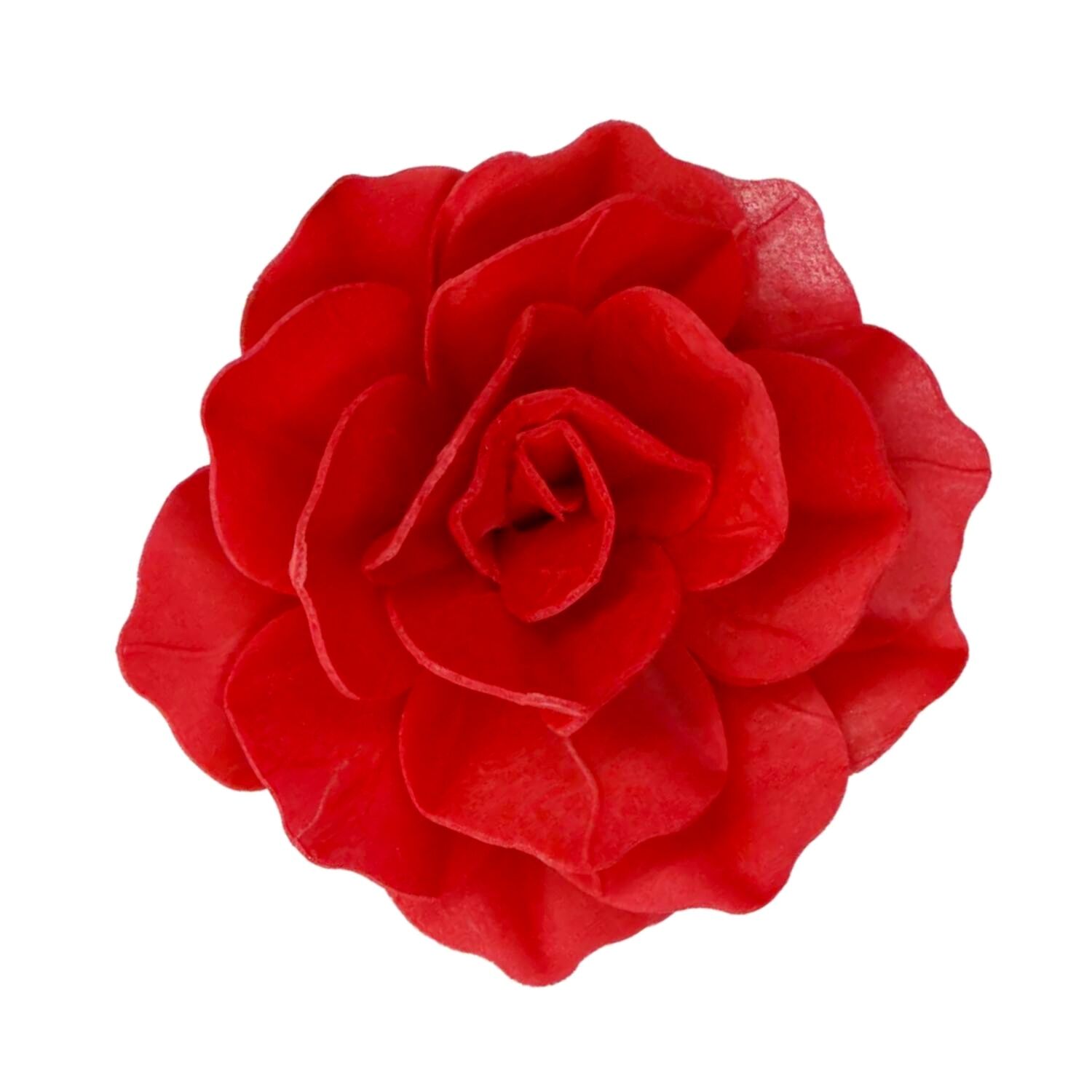 FLOR DE PAPEL COMESTIBLE FUNCAKES - ROSA PASTELLA ROJA GRANDE