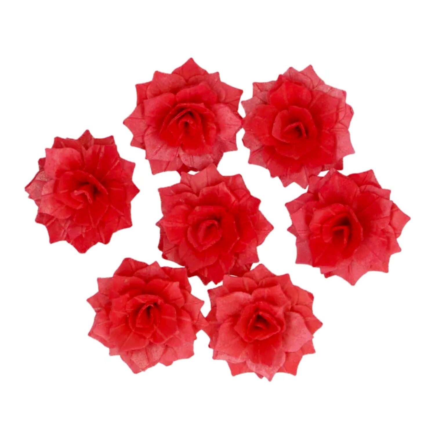 FLORES DE PAPEL COMESTIBLES FUNCAKES - ROSA ROSALIA ROJA MEDIANA