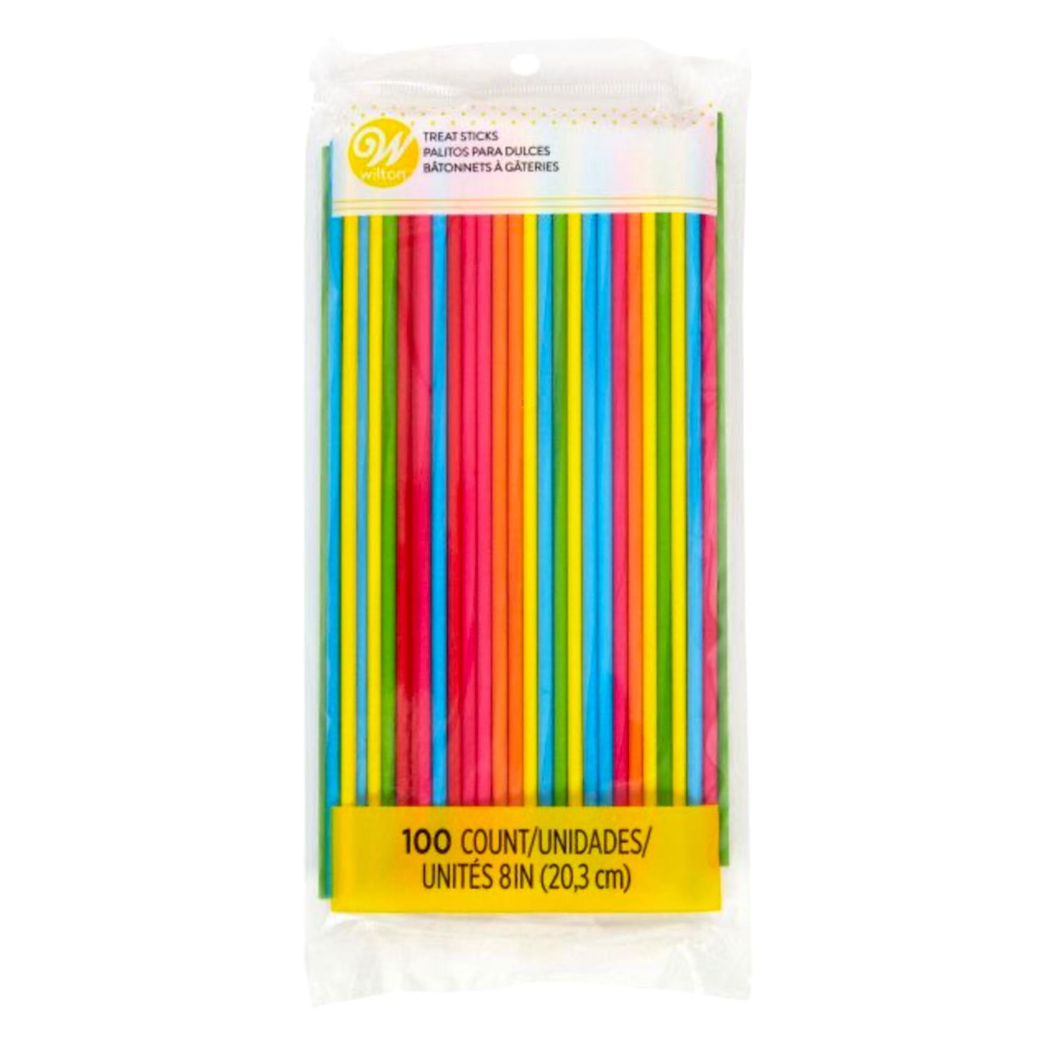 100 PALITOS DE COLORES PARA PIRULETAS WILTON - 20 CM