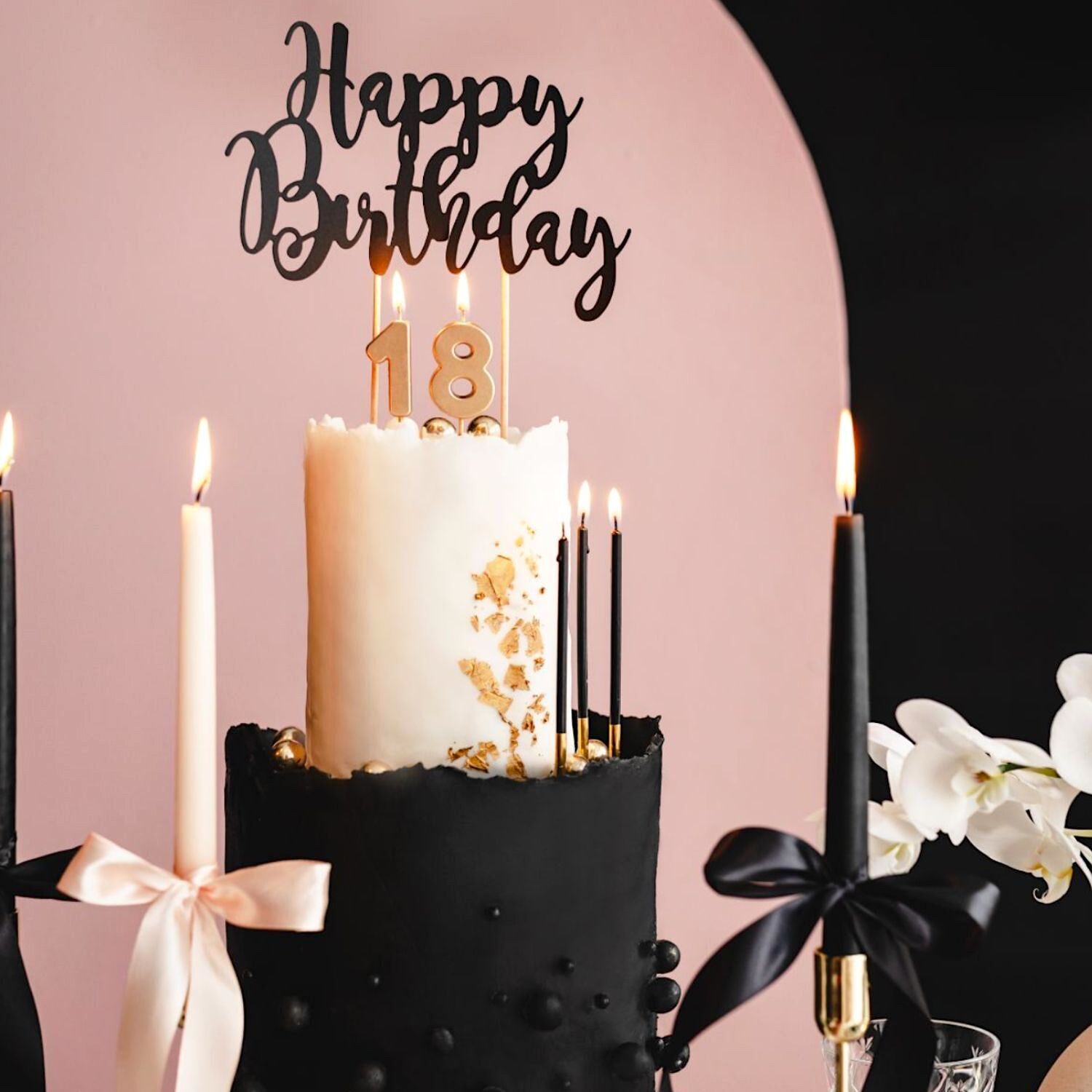 VELAS CUMPLEAÑOS PARTYDECO - NEGRO / DORADO (14 CM)
