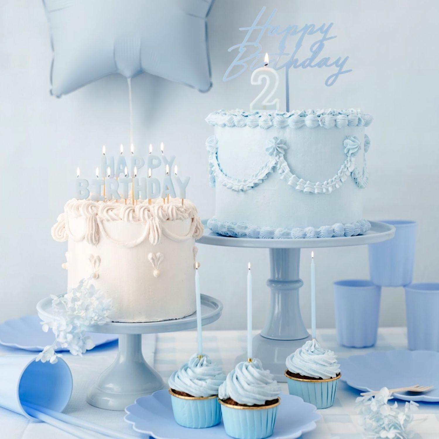 VELAS CUMPLEAÑOS PARTYDECO - AZUL / DORADO (14 CM)