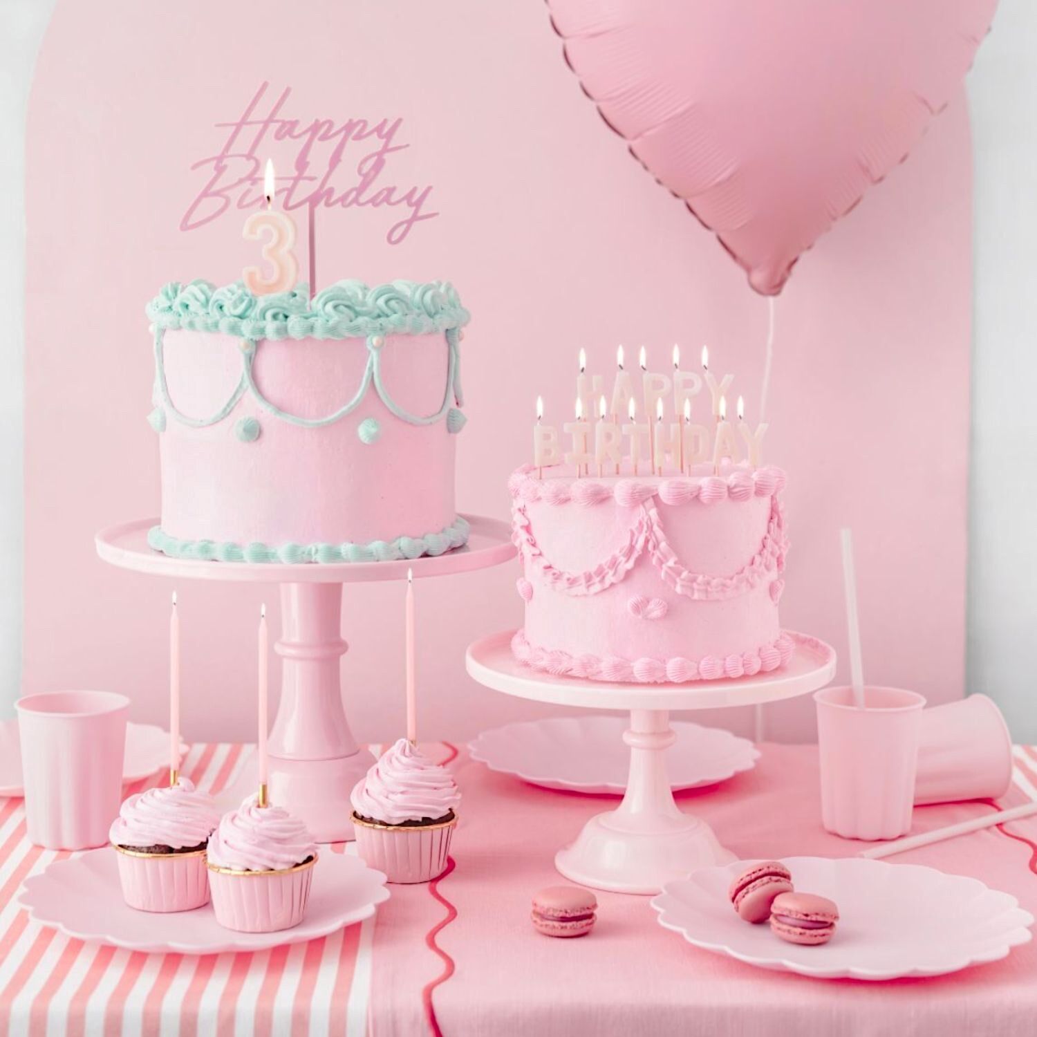 VELAS CUMPLEAÑOS PARTYDECO - ROSA / DORADO (14 CM)