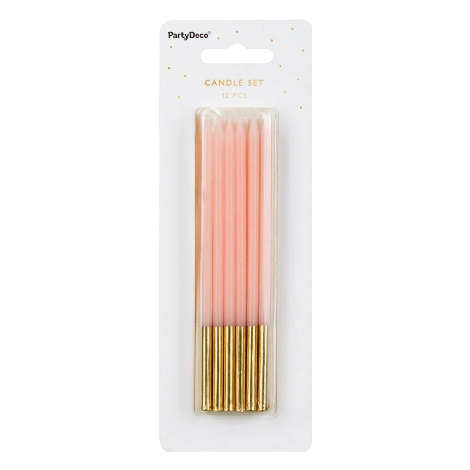 VELAS CUMPLEAÑOS PARTYDECO - ROSA / DORADO (14 CM)