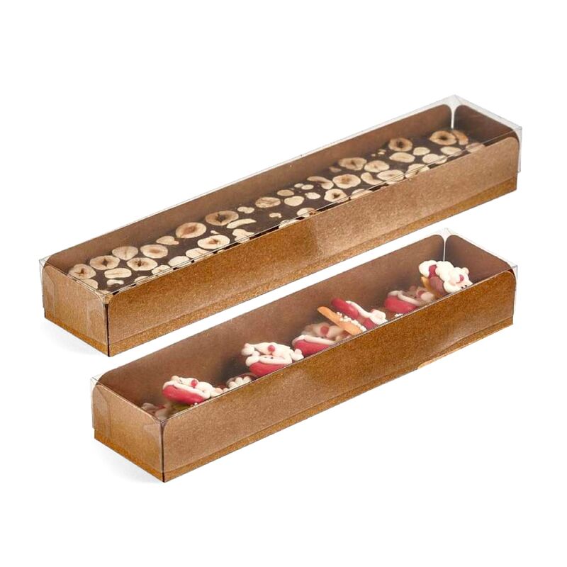 CAJA PARA TURRON TIPO TUNEL (BASE KRAFT + TAPA TRANSPARENTE) - 25 CM