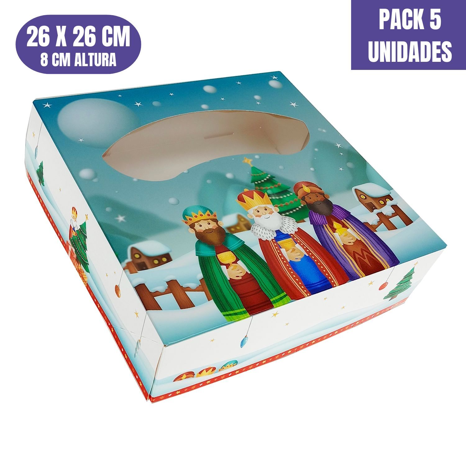 CAJAS PARA ROSCON DE REYES MAGOS - 26 X 8 CM (5 UNIDADES)