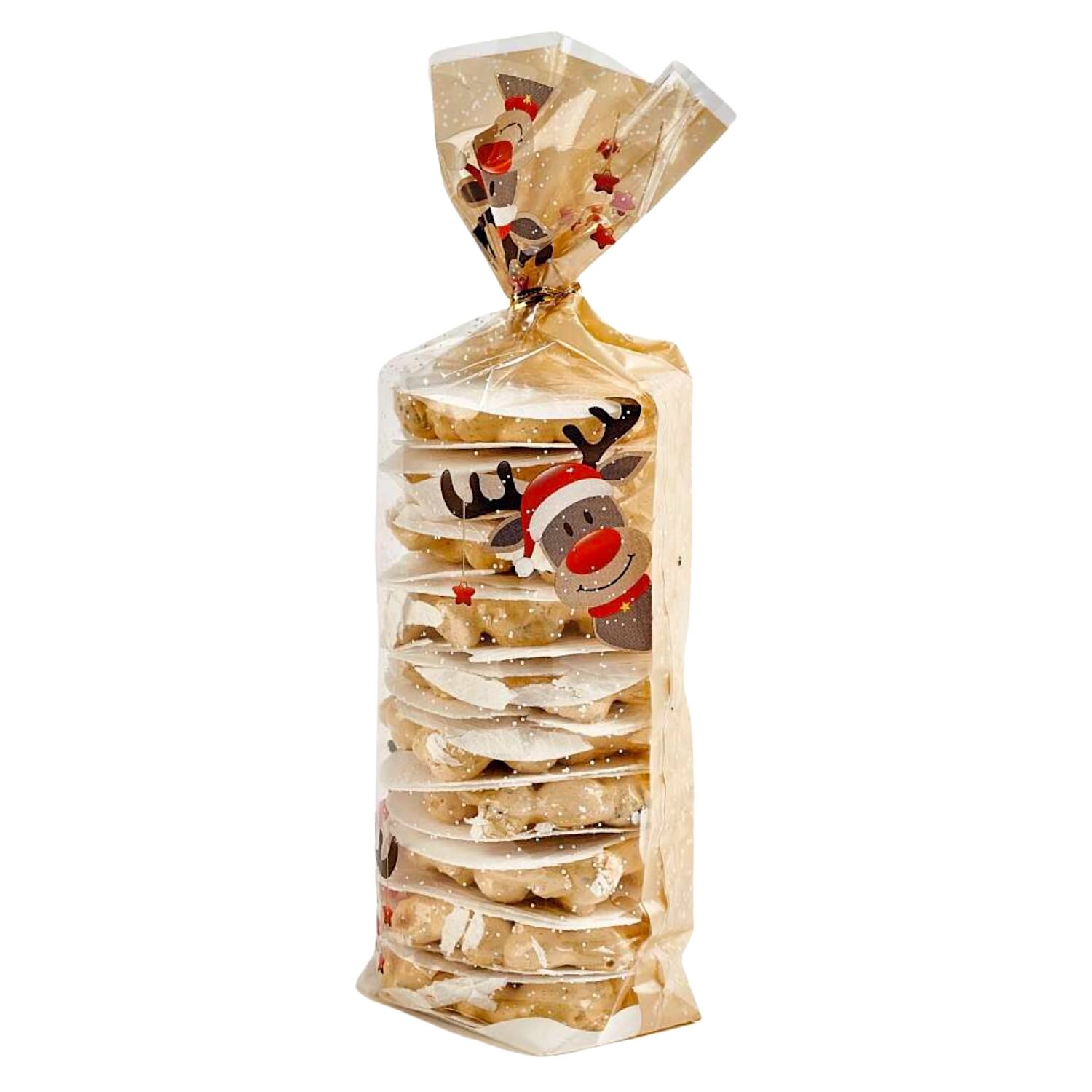 10 BOLSAS PARA DULCES NAVIDAD - RENOS (14 X 30,5 CM)