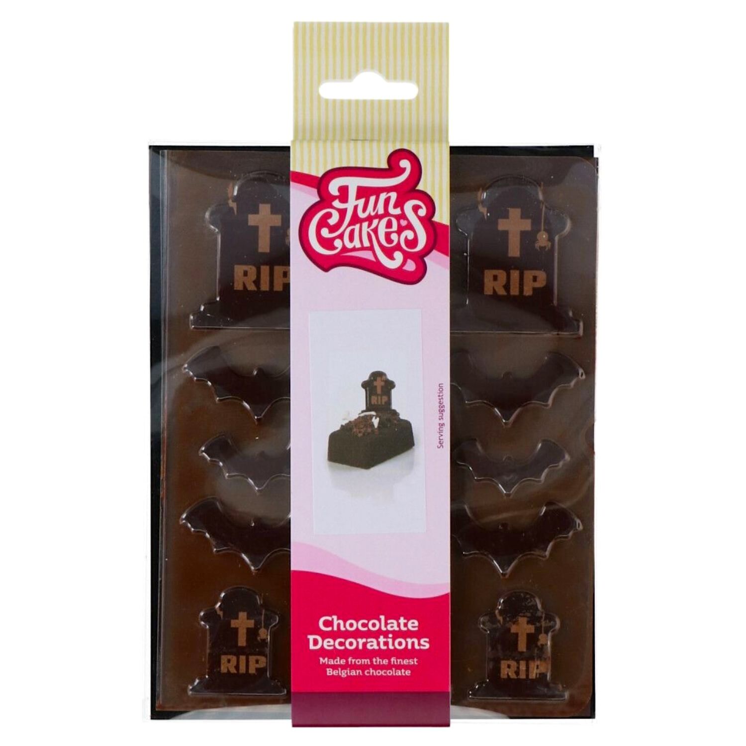 DECORACIONES DE CHOCOLATE FUNCAKES - LAPIDAS Y MURCIELAGOS