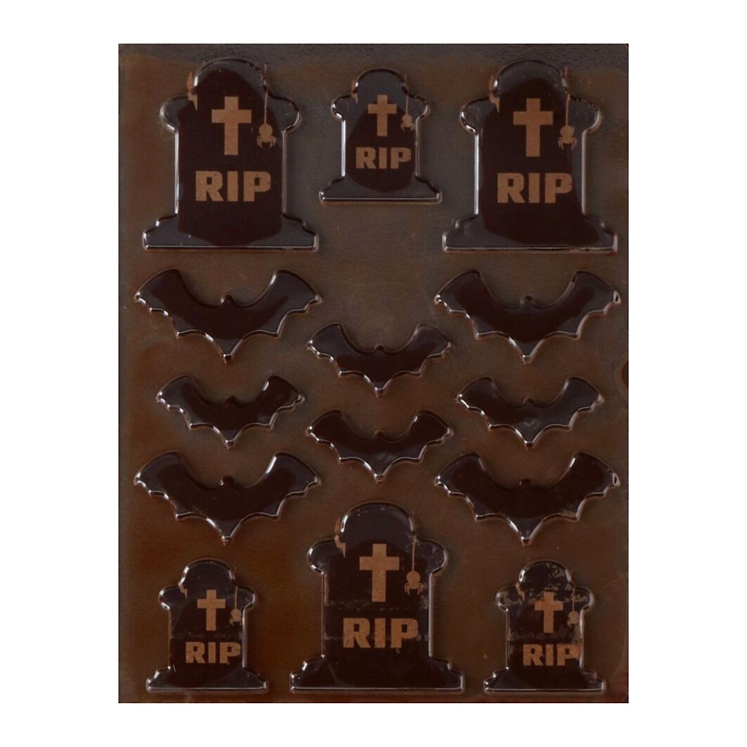 DECORACIONES DE CHOCOLATE FUNCAKES - LAPIDAS Y MURCIELAGOS