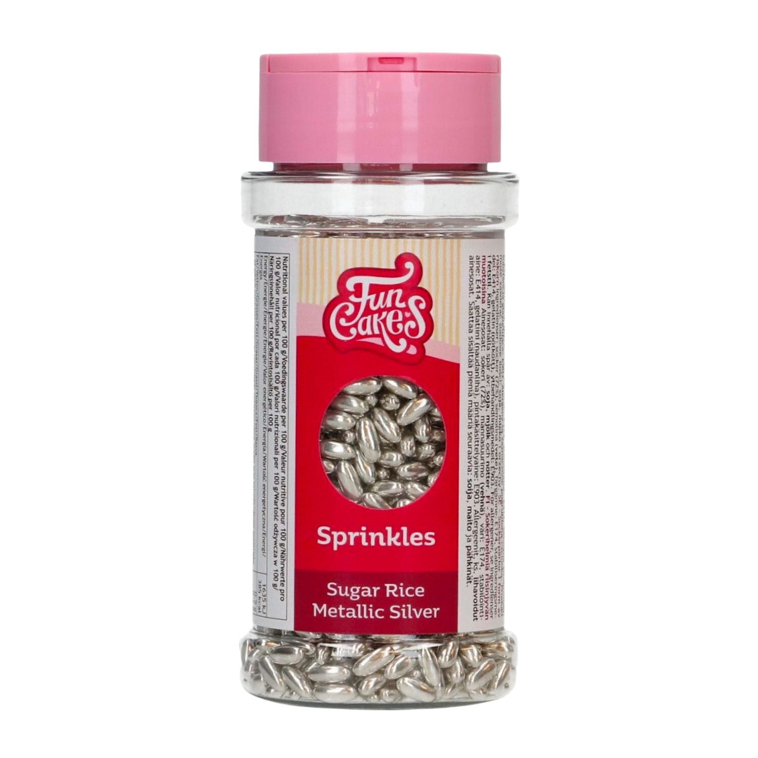 SPRINKLES FUNCAKES GRANOS DE ARROZ - PLATA METALIZADO (80 G)