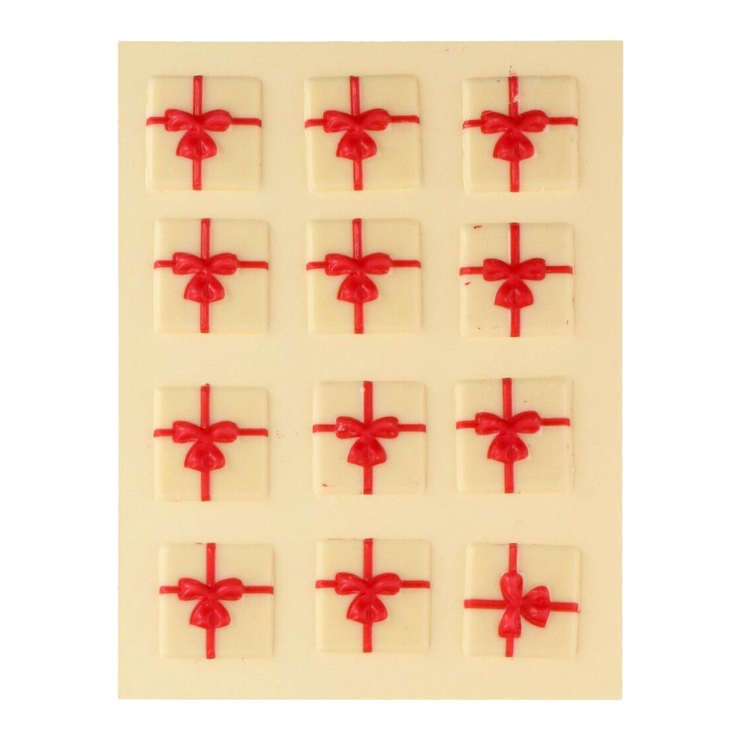 DECORACIONES DE CHOCOLATE FUNCAKES - REGALO BLANCO / ROJO