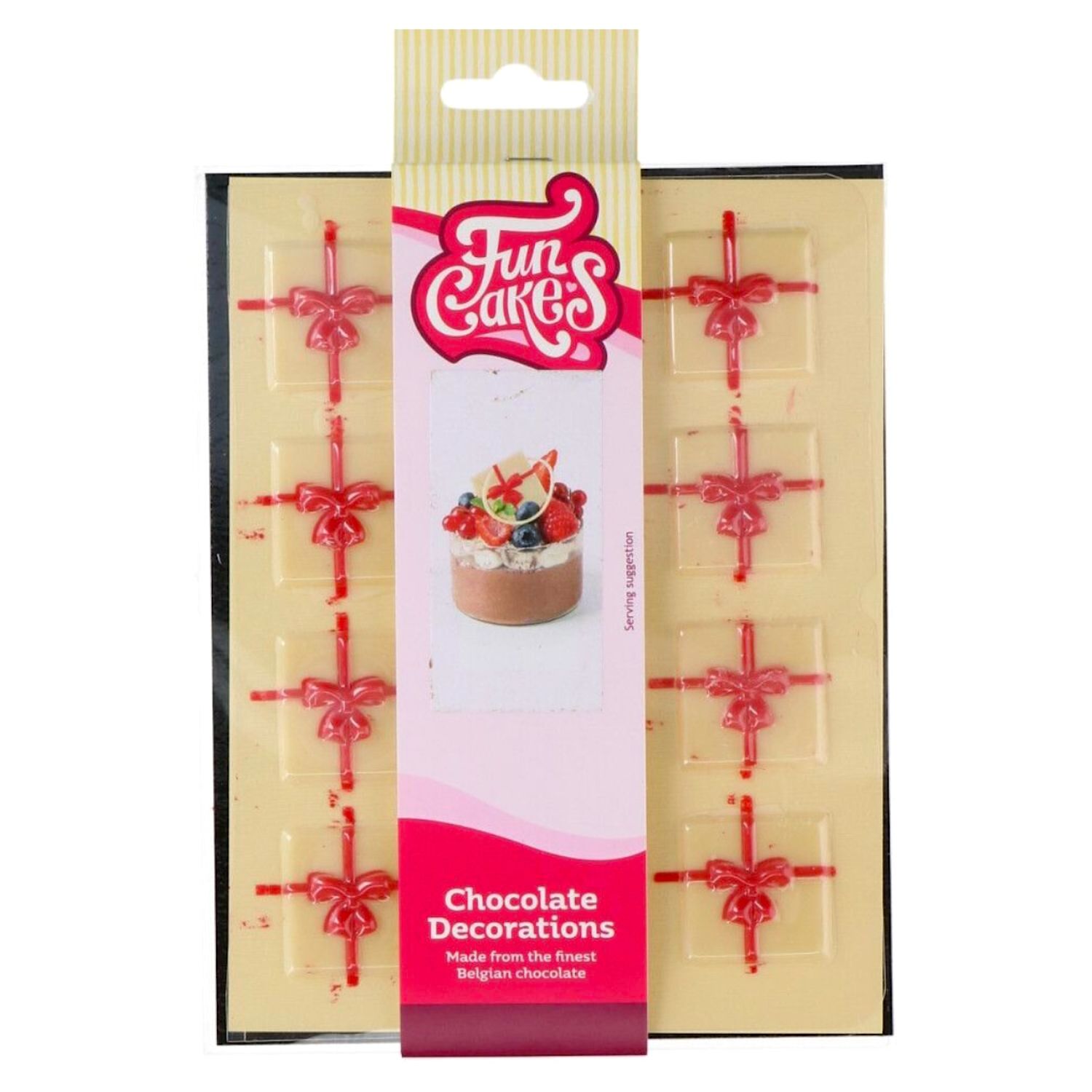 DECORACIONES DE CHOCOLATE FUNCAKES - REGALO BLANCO / ROJO