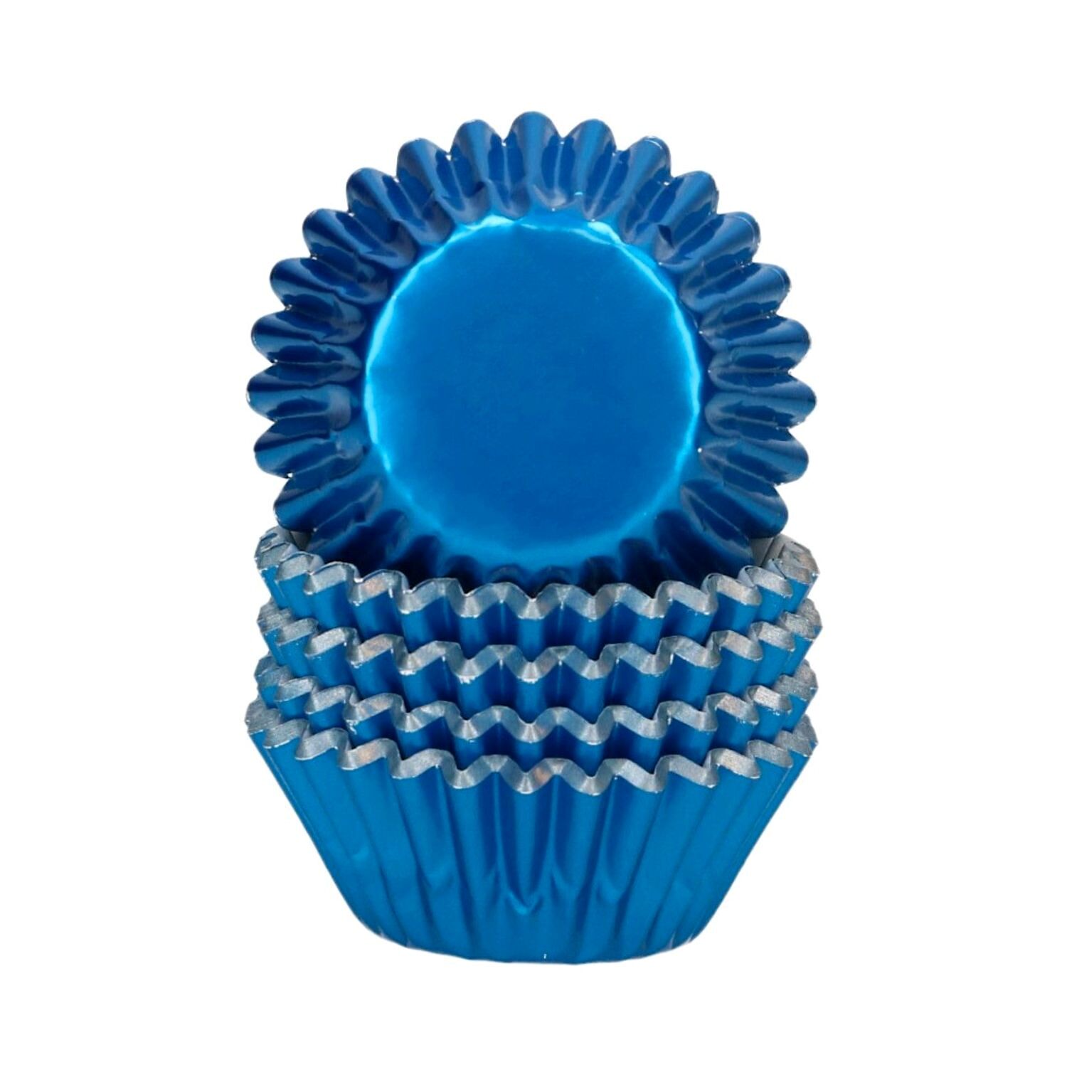 CAPSULAS MINI CUPCAKES PAPEL ALUMINIO "FOIL" WILTON - AZUL METALICO