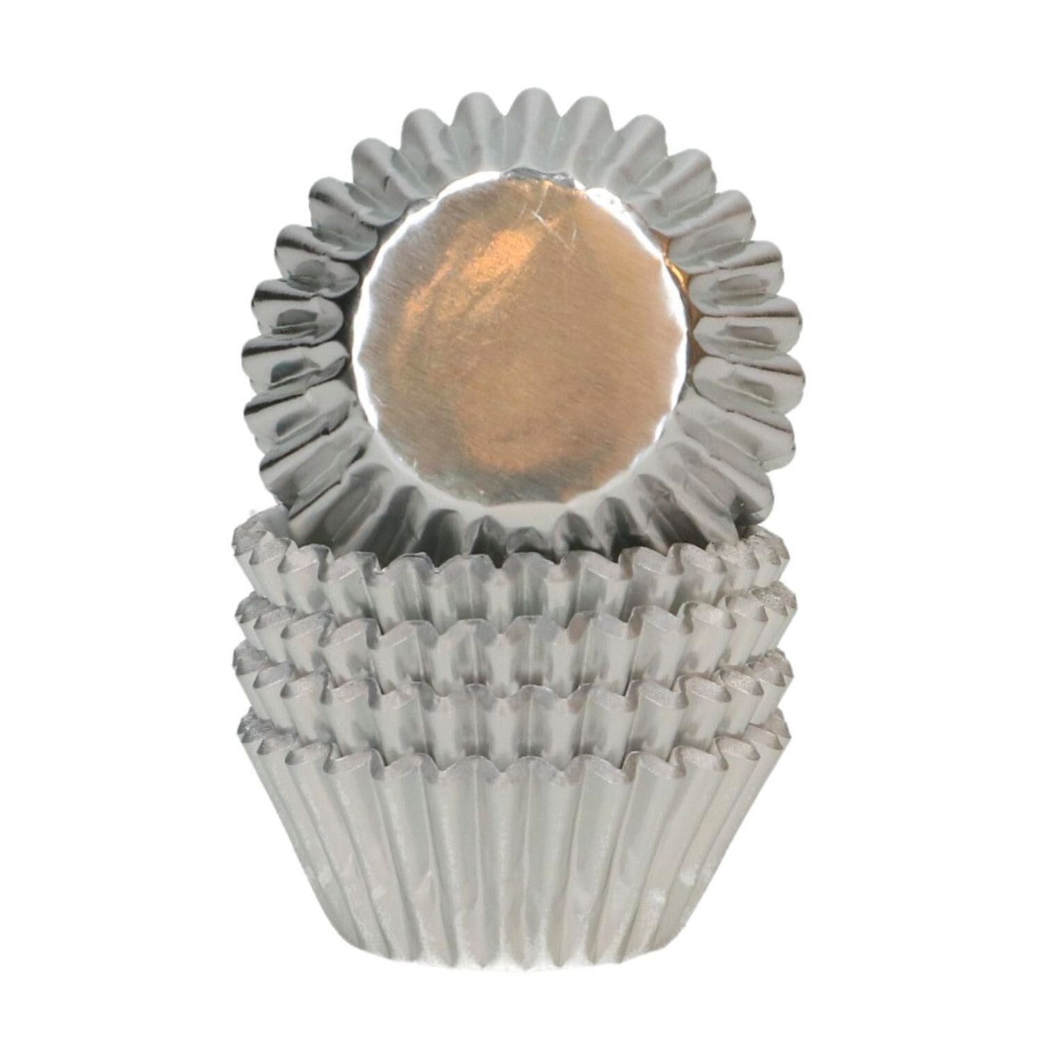 CAPSULAS MINI CUPCAKES PAPEL ALUMINIO "FOIL" WILTON - PLATA METALICO