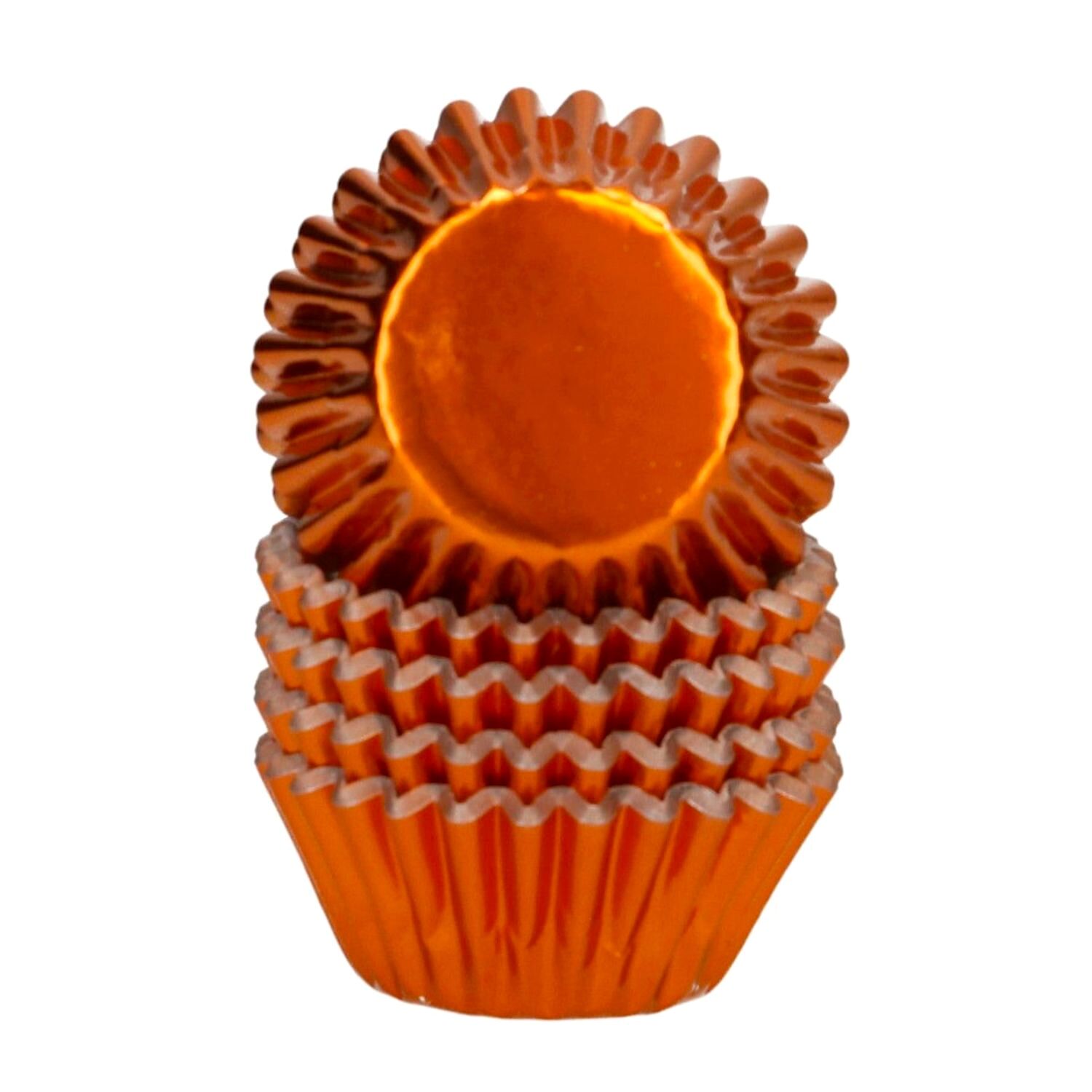 CAPSULAS MINI CUPCAKES PAPEL ALUMINIO "FOIL" WILTON - NARANJA METALICO