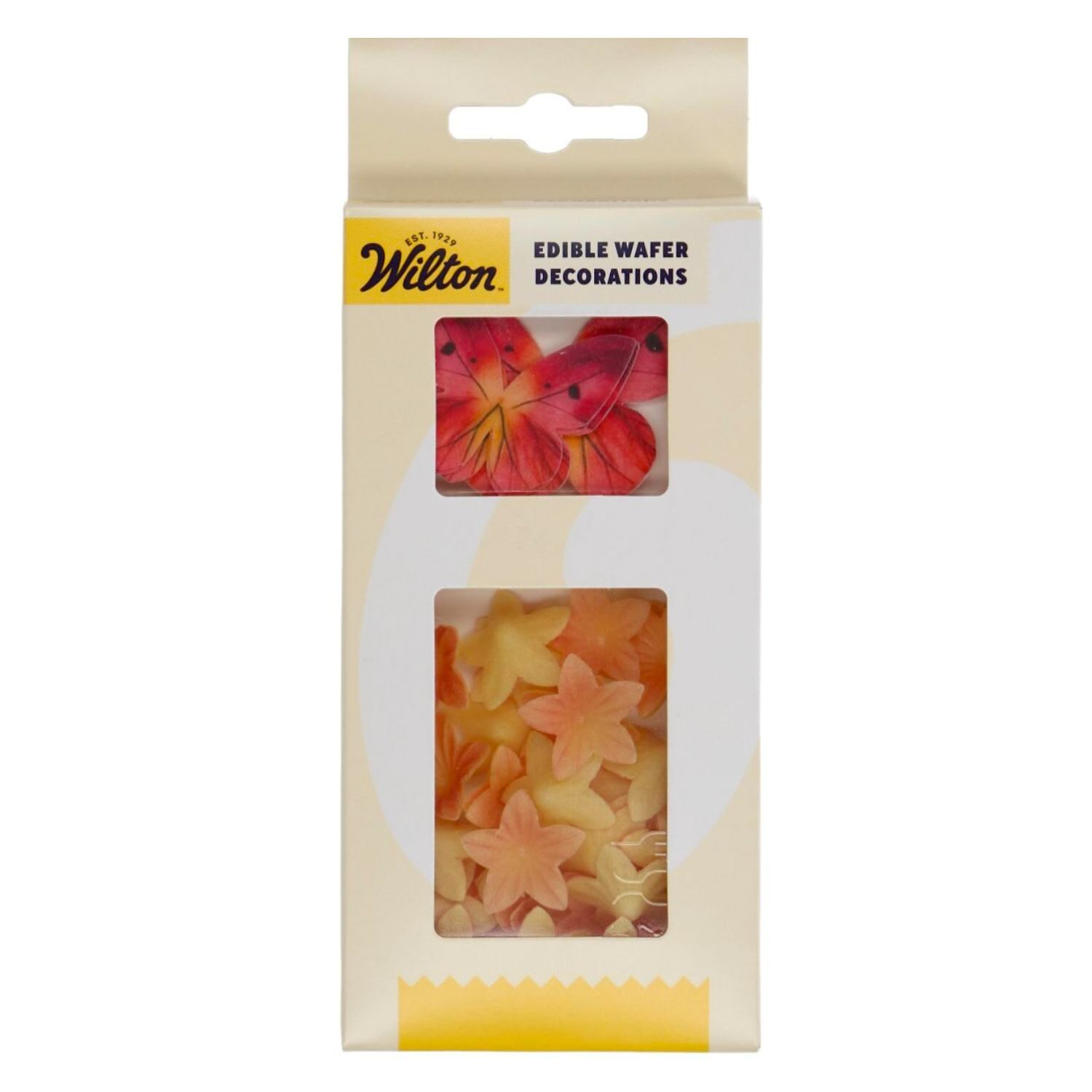 FLORES Y MARIPOSAS COMESTIBLES DE OBLEA WILTON - ROSAS Y NARANJAS