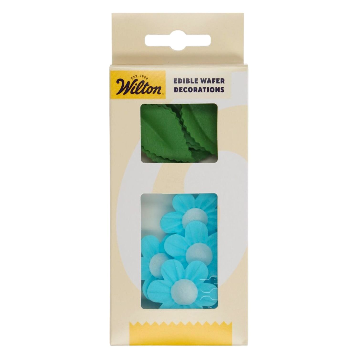 FLORES Y HOJAS COMESTIBLES DE OBLEA WILTON - AZULES