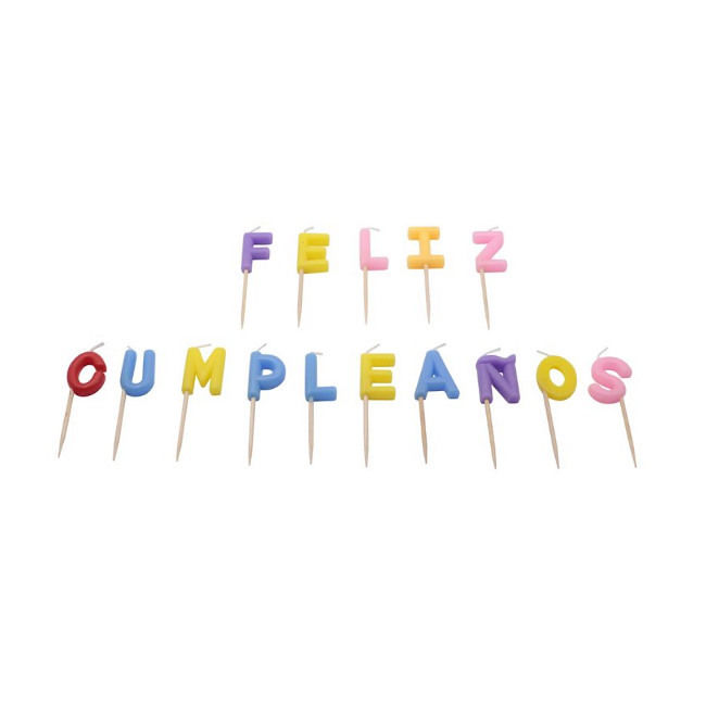 VELAS "FELIZ CUMPLEAÑOS" COLORES